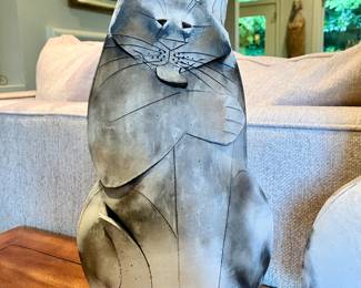 Raku pottery cat sculptures by Mary Gates Dewey