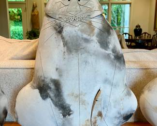 Raku pottery cat sculptures by Mary Gates Dewey