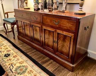 Campaign sideboard by Mt. Airy
64” wide, 18” deep, 30.5” tall