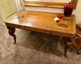 Maitland Smith neoclassical leather top desk
60” wide, 32” deep, 29” tall