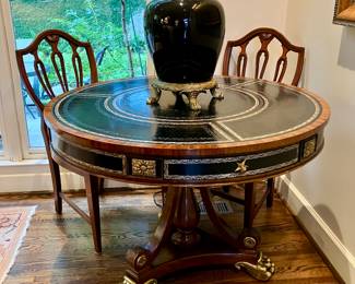 Maitland Smith leather top foyer table
40” wide, 29” tall