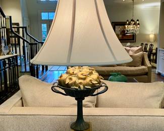 Pair of Chapman brass apple basket lamps
33” tall