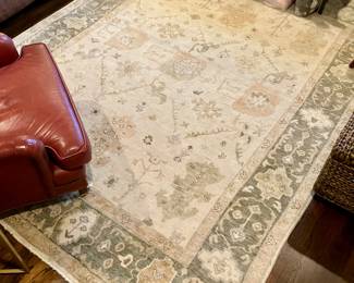 Hand woven Oushak area rug recently purchased from Eighteenth Street Oriental Rugs