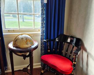 Standing globe and Harvard chair 