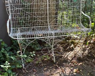 Antique French Victorian Wire Bench