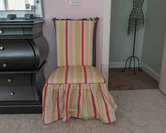 Nice black chairs (4) with custom chair cushions, back cushion is removable