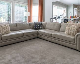 Custom Bernhardt Leather sectional couch in perfect condition.  See 6th picture for dimensions