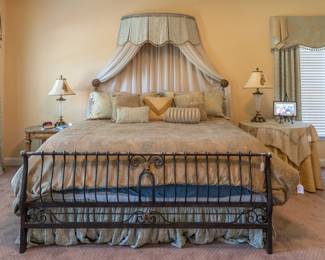 Entire custom made bedroom suite for sale, minus the mattress.  Window treatments for sale also