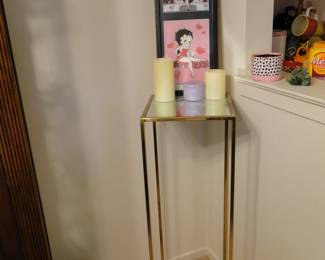 Tall glass and brass plant stand