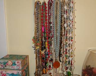 Lots of necklaces, and jewelry too