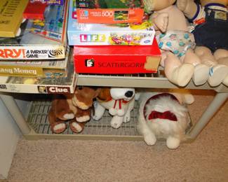Games and Bears and for sale too is the plastic shelving too