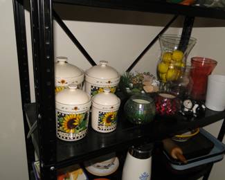 Canister set, candles, and vases