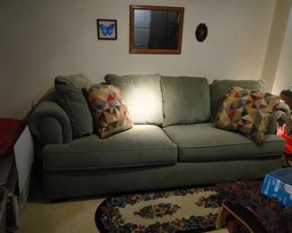 Spotlight on the brand new, never used, sleeper sofa, of course its in the basement