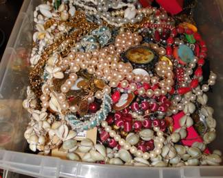 Buckets of costume jewelry