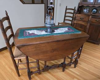 Gate leg dining table with 6 chairs