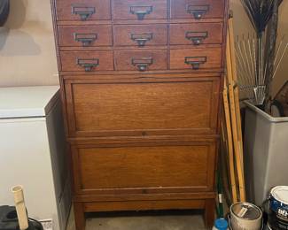 old Yawman and Erbe MFG.Co oak store cabinet