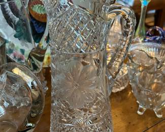 ( beautiful) American Brilliant Period cut glass pitcher- very heavy