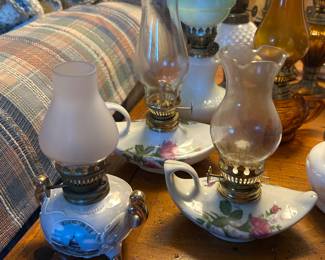 vintage Japanese Moss Rose oil lamp