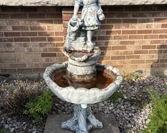 Cement bird bath fountain
