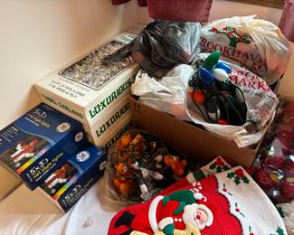 Seven or eight strings of C9 bulbs and other vintage Christmas lights