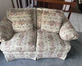 Matching floral loveseat available for presale
