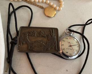 Stop watch and vintage buckle