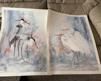 brand new old stock pretty bird prints cranes large