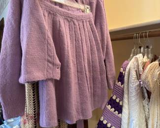 Hand knitted purple sweater set