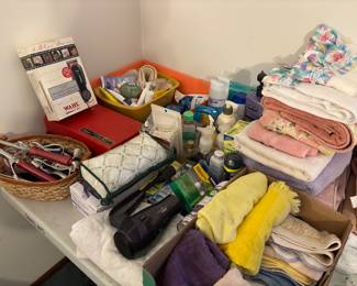 Toiletries and towels bathroom items