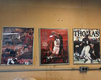 chicago bulls and white sox vintage framed posters