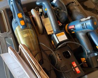 large ryobi 18 watt tools  set drill, saw and more
