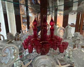 cranberry glass set