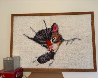 Chessie system railroad cat logo hook rug