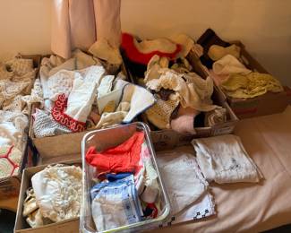 Tons of doilies runners and toppers crochet and knitted