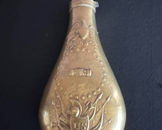 Brass Decorative Reproduction Powder Flask -US Civil War "Peace Flask"