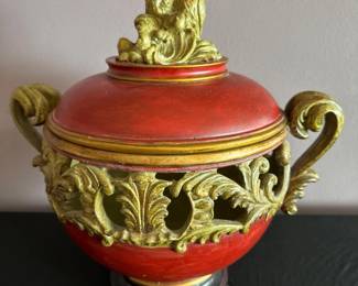 Vtg Sterling Industries Bird Finial Centerpiece Jar – Louis XIV Style