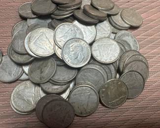 Qty 93 - Canadian Silver Dimes - Years 1920-1967 - 80% Silver