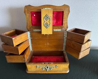 Vintage Wooden Jewelry Box