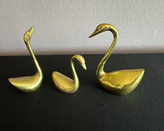 Qty 3 - Decorative Brass Swans