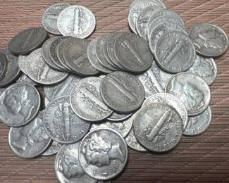 Qty 50 - Mercury Silver Dimes - 90% Silver