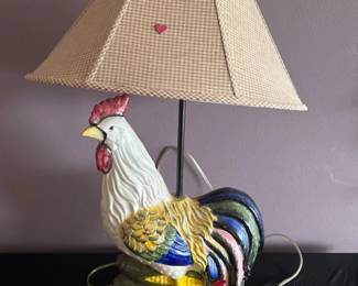 Vintage Rooster Lamp and Rooster Lot