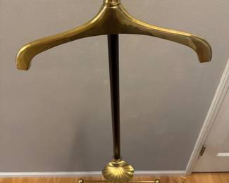Brass and Black Iron Valet with Change Coat Jacket and Pants Holder