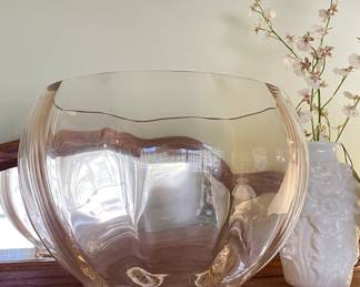 Antique Pink Optic Glass Fish Bowl 