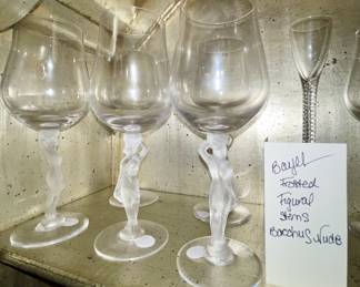 (9) Bayel Satin Figural Glass Stems. 
Bacchus Nude 