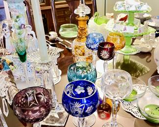 Bohemian Glass Crystal Wine Hocks 