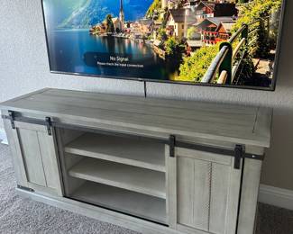 80 inch TV and console table