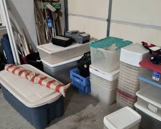 Lots of storage totes and bins