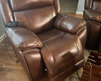 Brown leather recliner chair