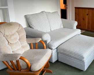 Glider rocker. Hide-a-bed loveseat.