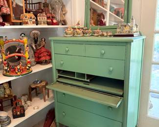 Metal Green Dresser w/Mirror
